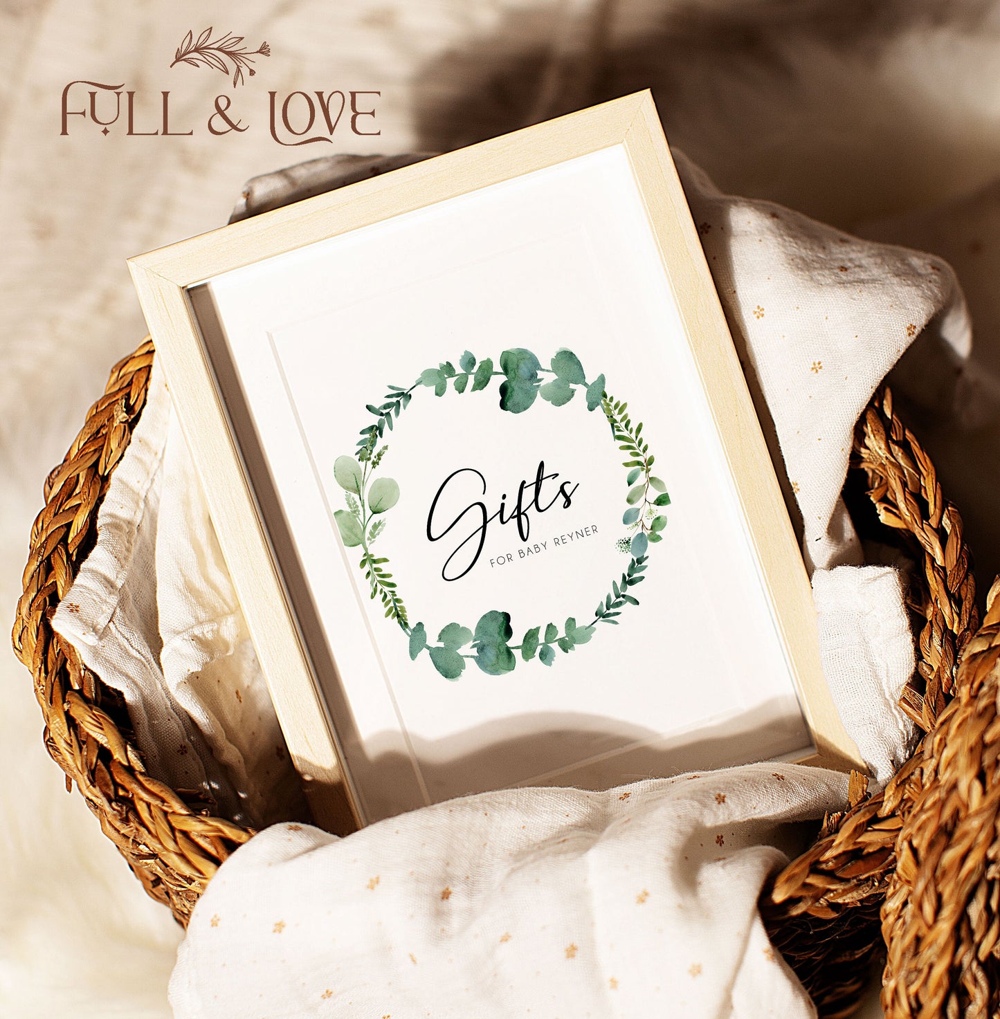 Persoanlised Baby Shower Gift Sign - Eucalyptus