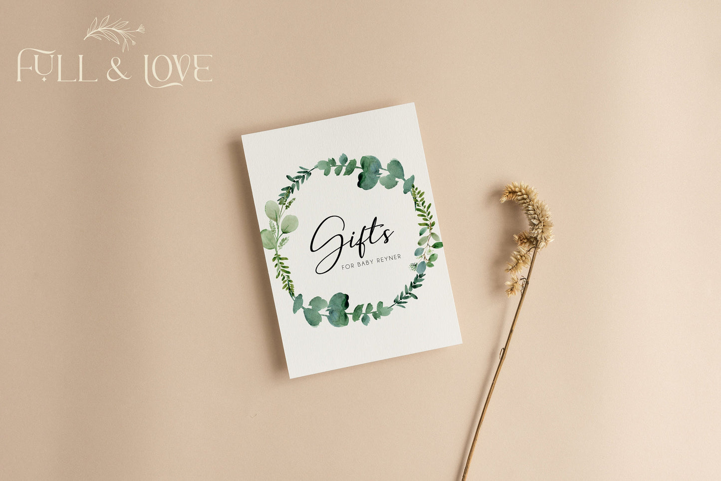 Persoanlised Baby Shower Gift Sign - Eucalyptus