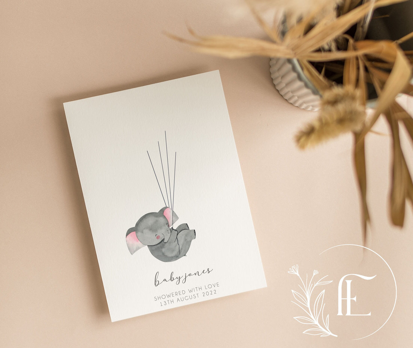 Personalised Baby Shower Guest Book - Elephant