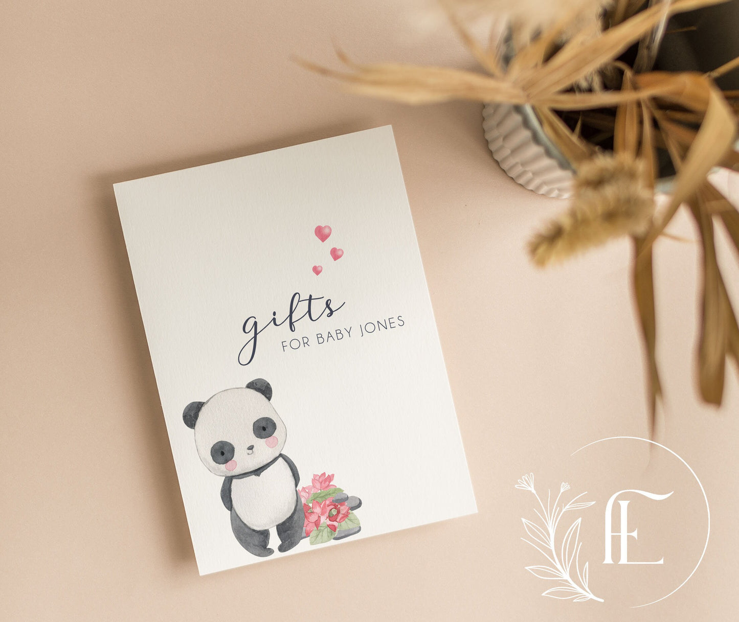 Personalised Baby Shower Gift Sign - Panda Baby Shower