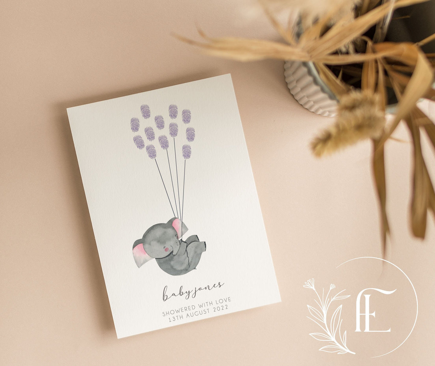 Personalised Baby Shower Guest Book - Elephant