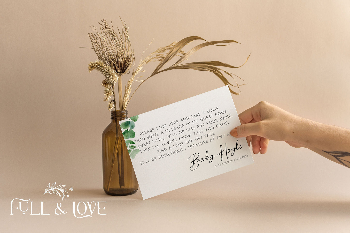 Personalised Baby Shower Guest Book Sign - Eucalyptus