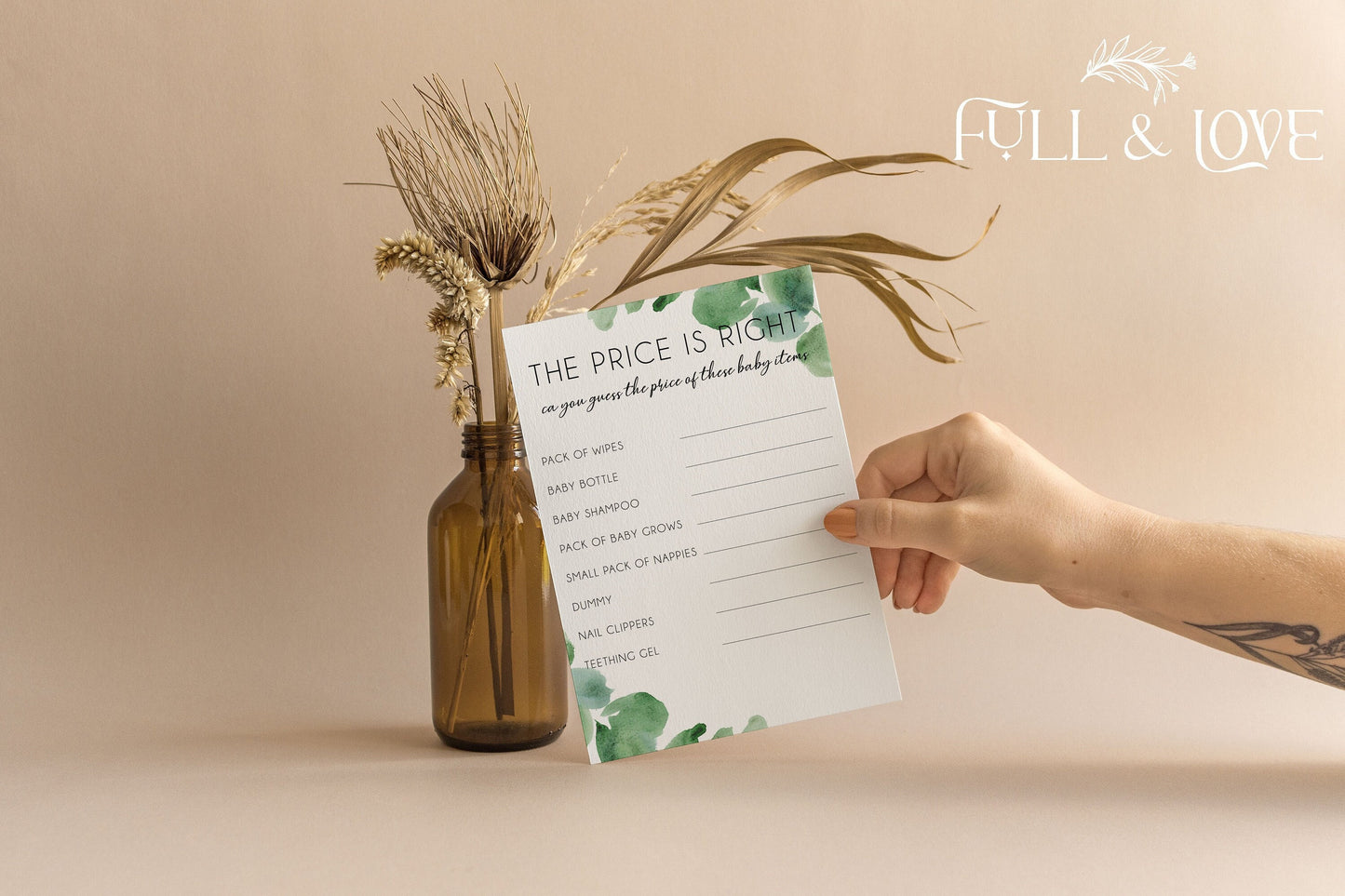 The Price is Right Baby Shower Game - Eucalyptus