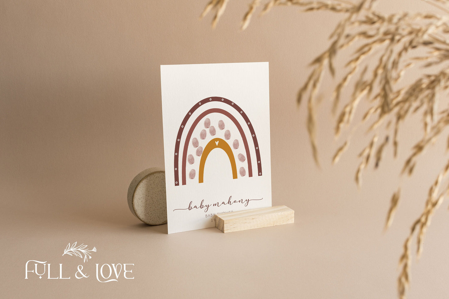 Personalised Baby Shower Guest Book - Boho Rainbow