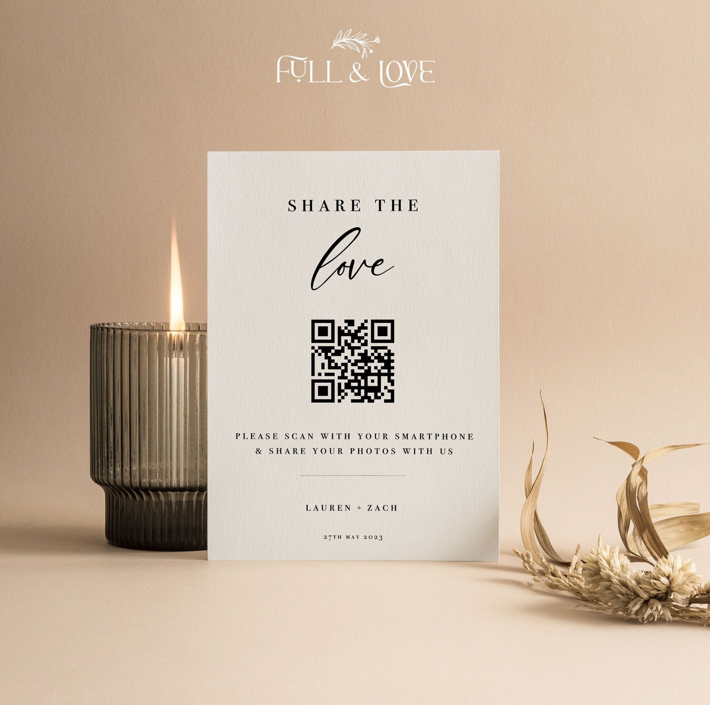 Personalised Wedding Share the love QR Code Sign