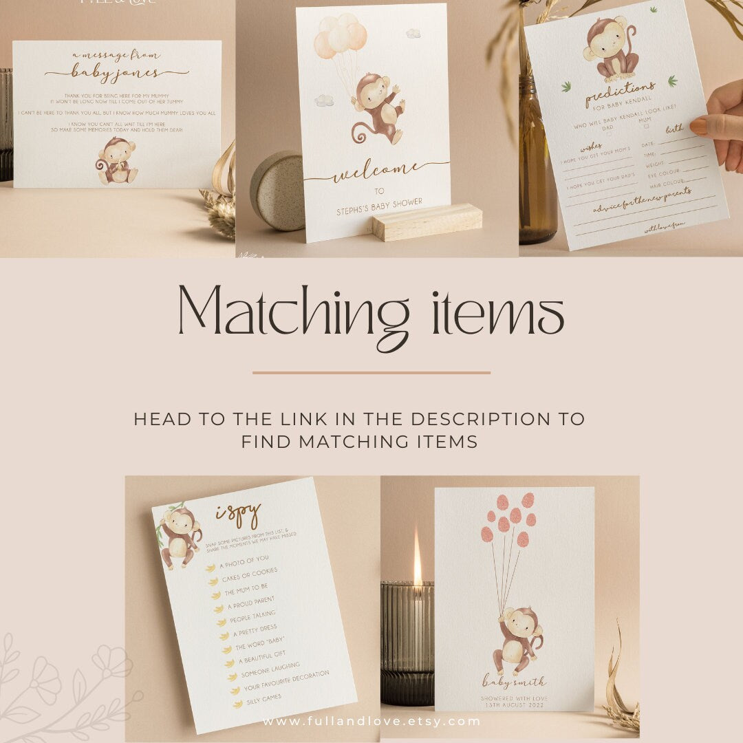 Personalised Baby Shower QR Code Sign - Little Monkey