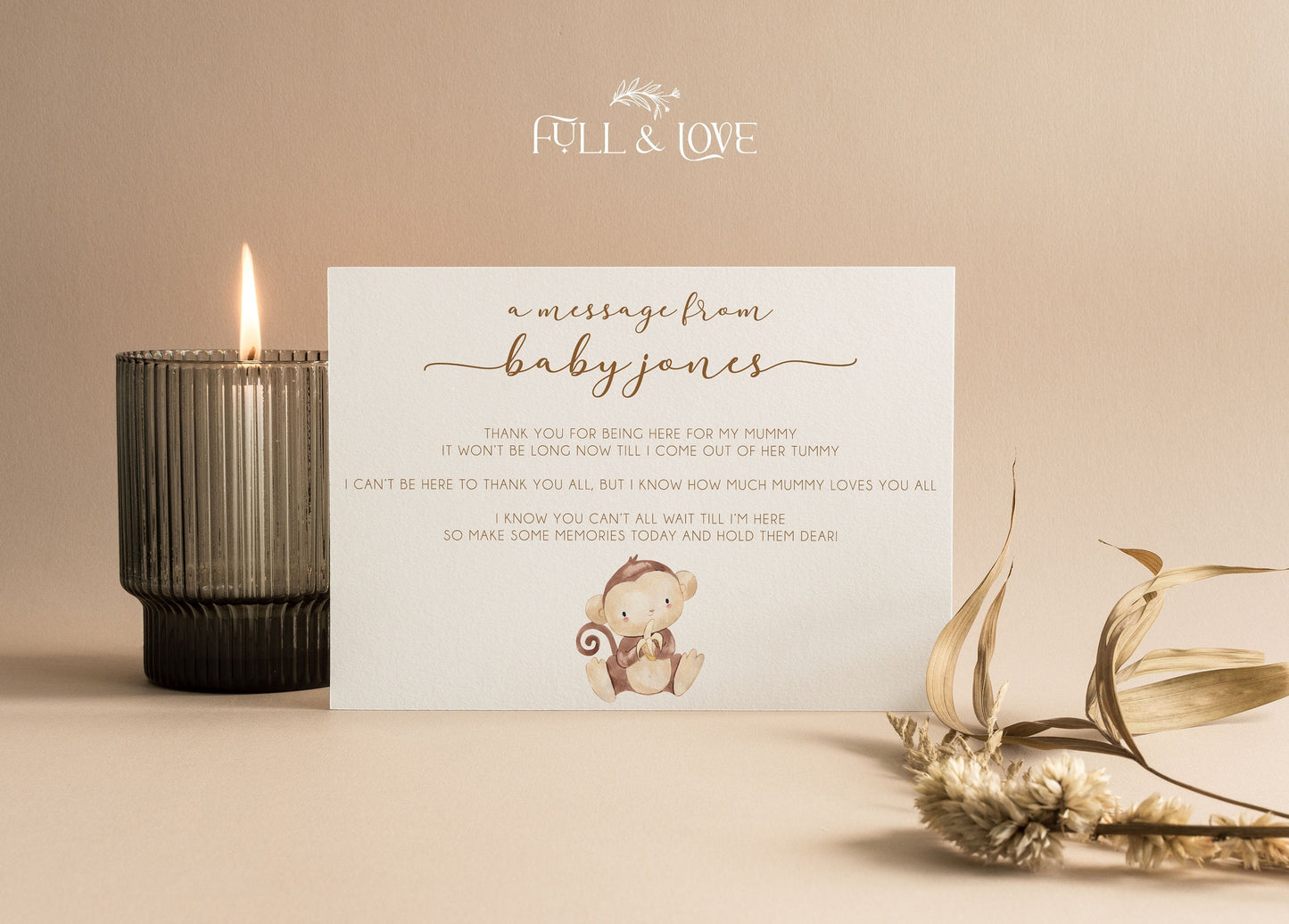 Personalised Message From The Baby - Little Monkey