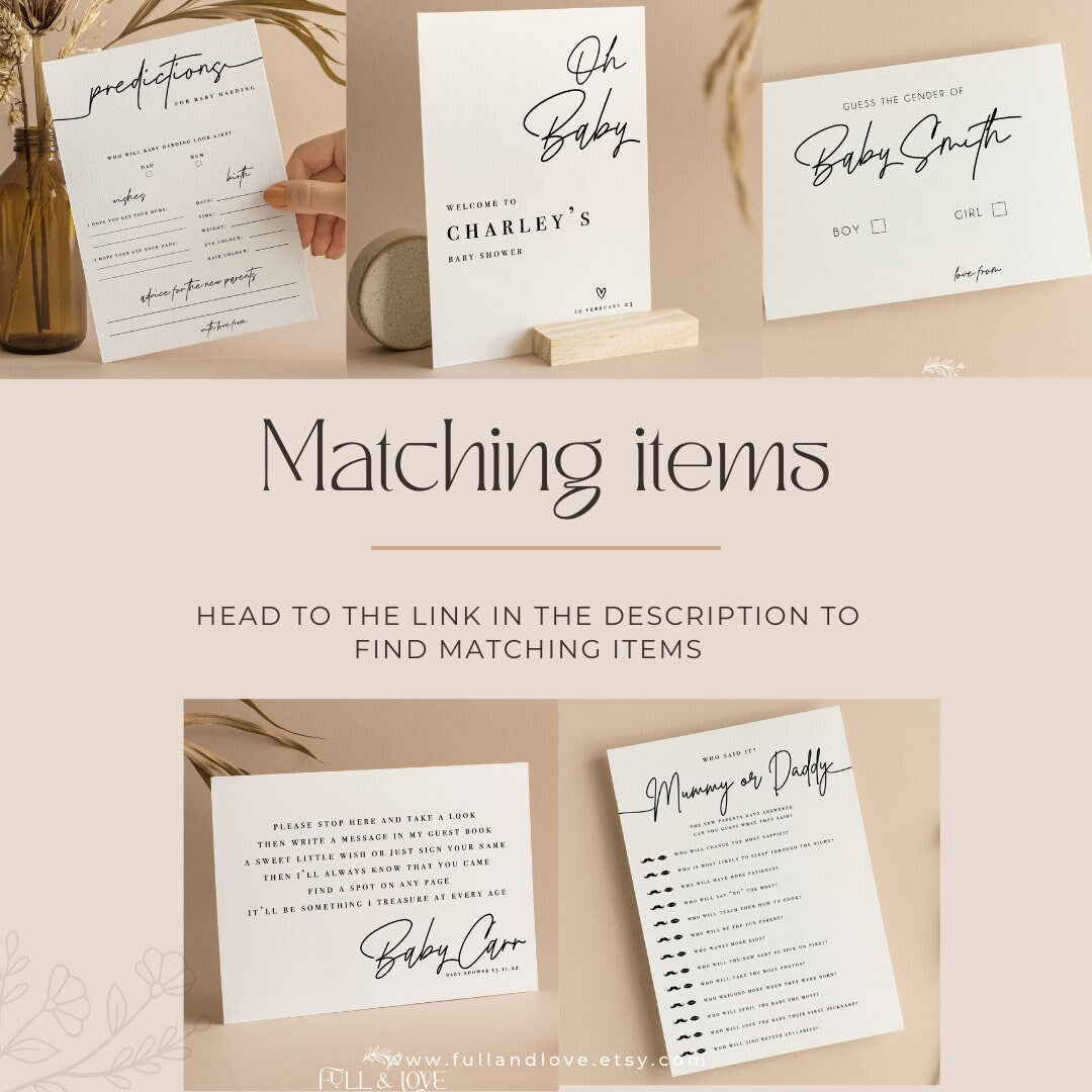 Who Said It First Mummy or Daddy Baby Shower Game Cards - Minimalist