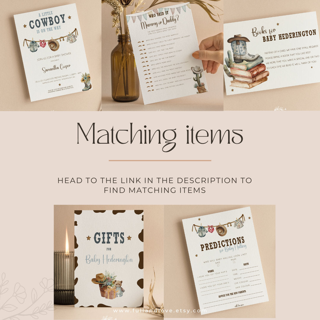 Beer Belly or Bump Baby Shower Game - Cowboy/Cowgirl