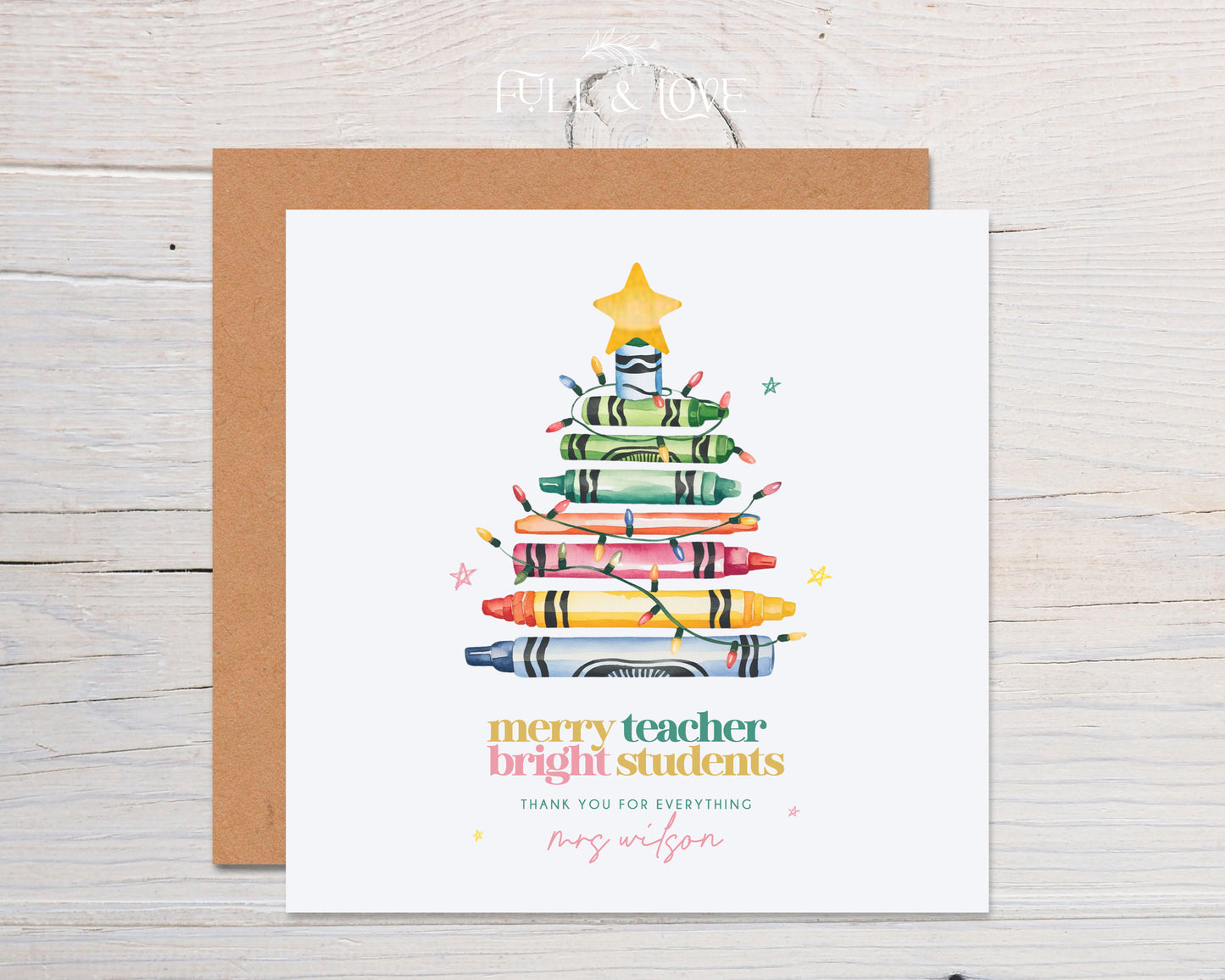 Personalised Teacher Christmas Card