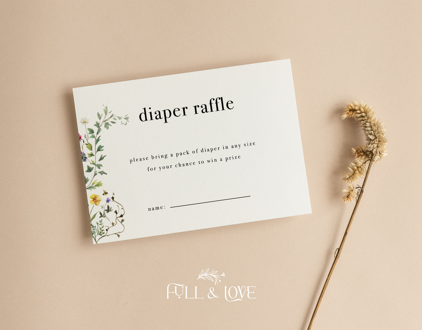 Diaper / Nappy Raffle Cards  - Baby in Bloom