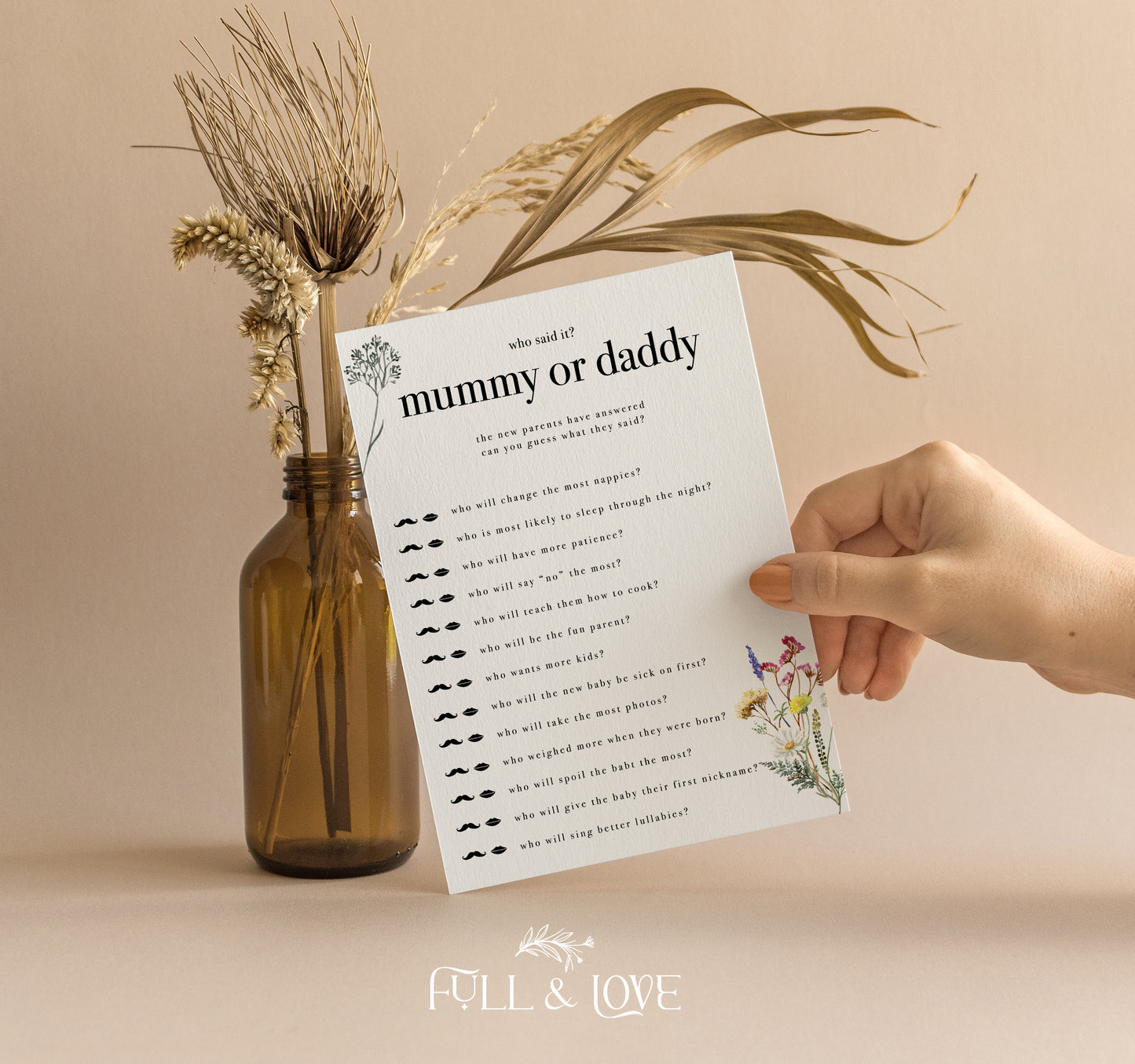 Who Said It First Mummy or Daddy Baby Shower Game Cards  - Baby in Bloom