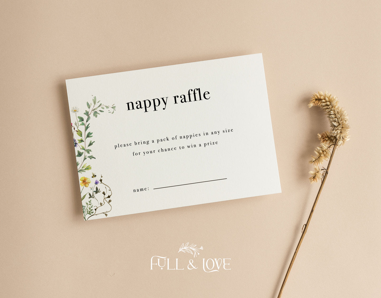 Diaper / Nappy Raffle Cards  - Baby in Bloom