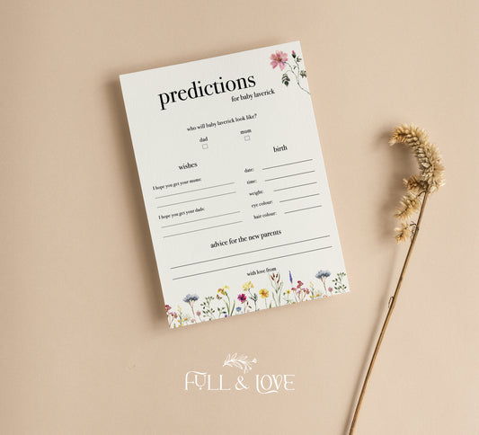 Personalised Baby Shower Prediction Cards - Baby in Bloom