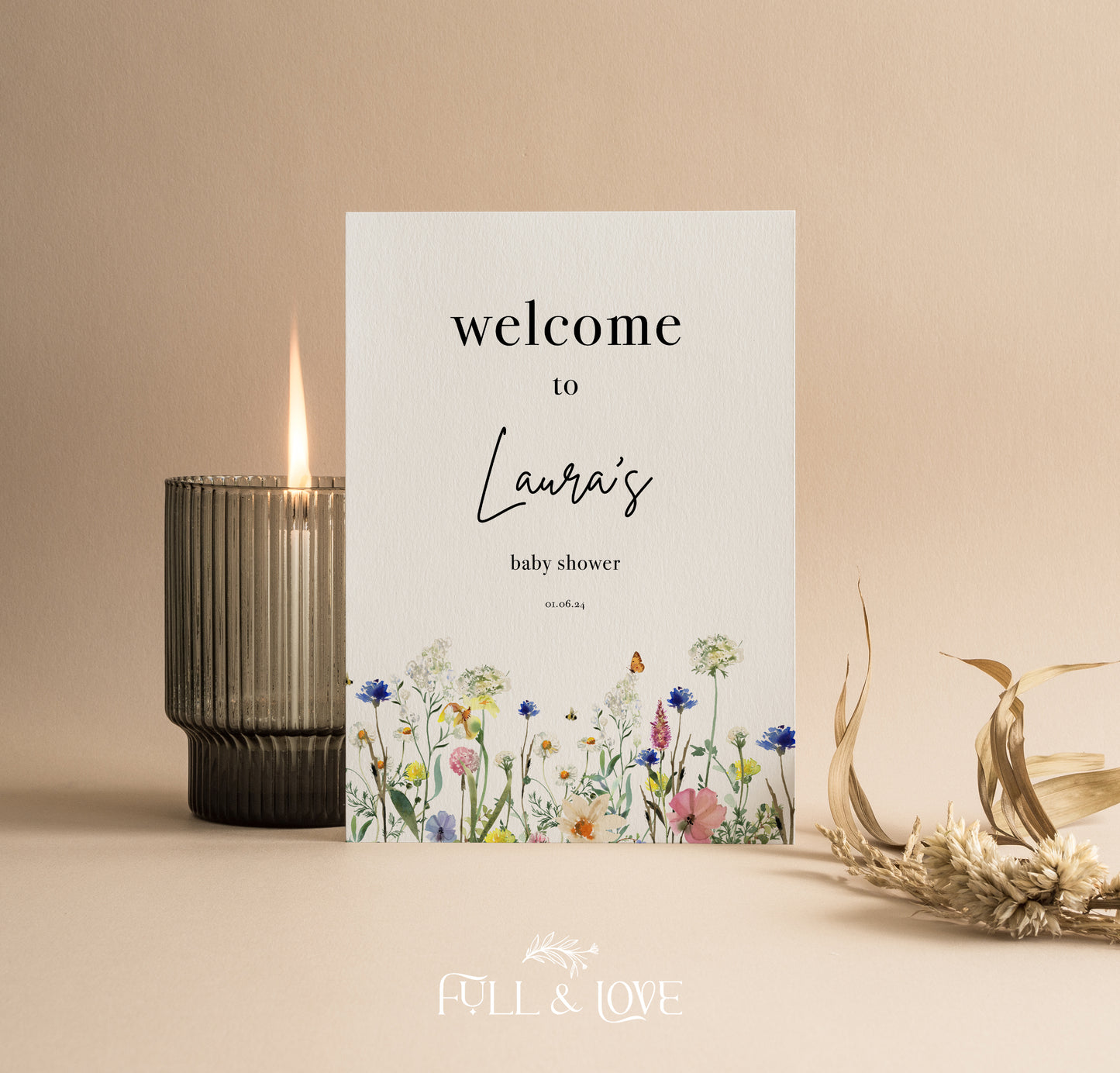 Personalised Baby Shower Welcome Sign - Baby in Bloom