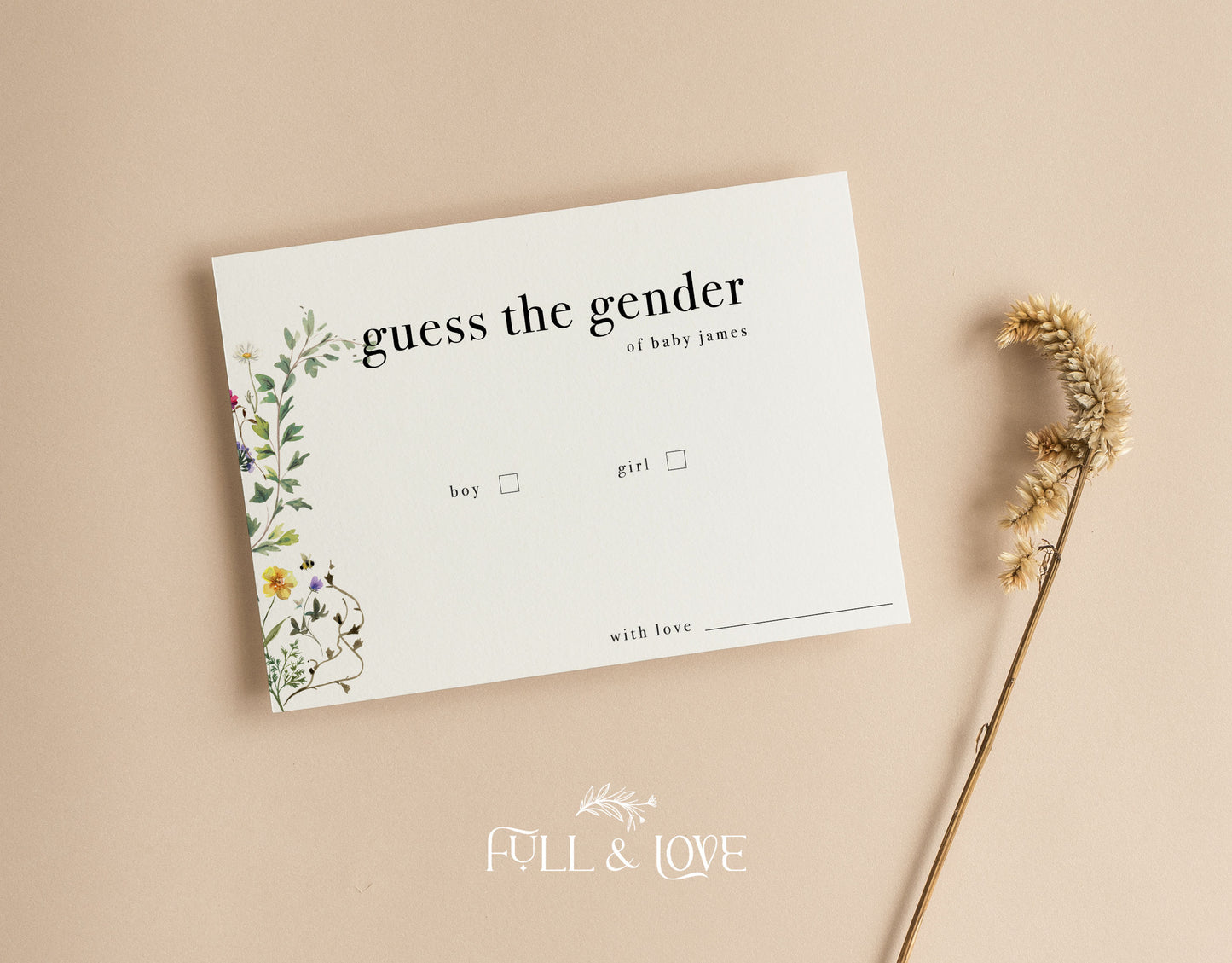 Personalised Guess the Gender Game Cards  - Baby in Bloom