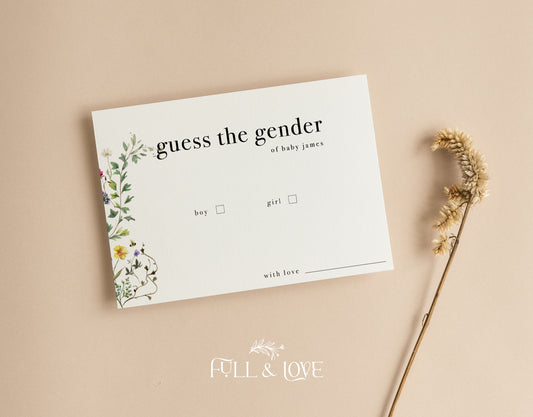 Personalised Guess the Gender Game Cards  - Baby in Bloom