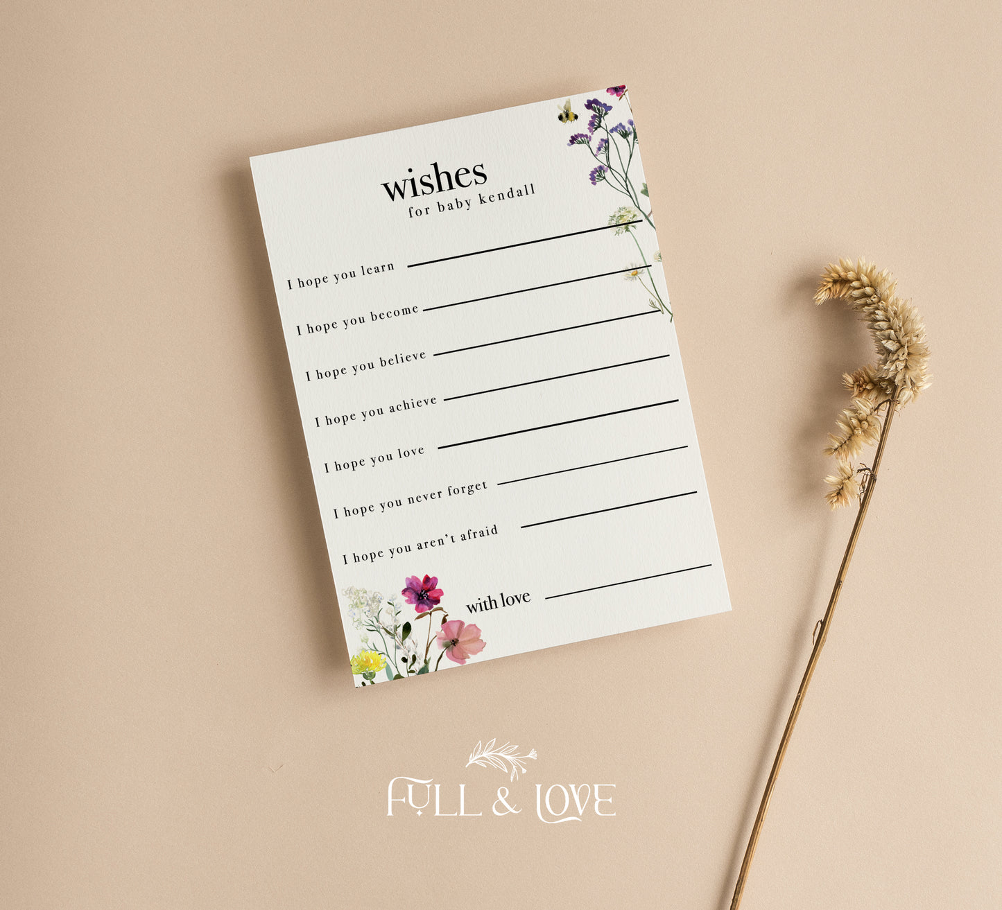 Personalised Wishes For Baby Baby Shower Cards - Baby in Bloom