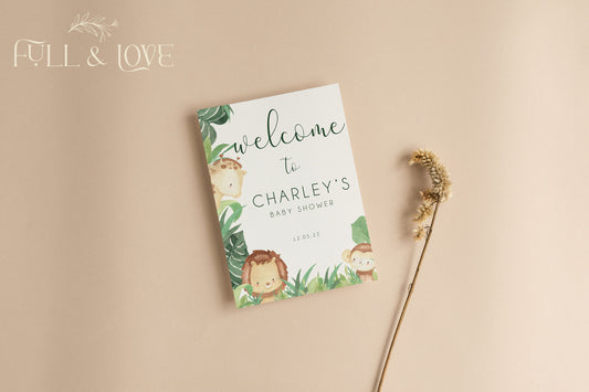 Personalised Baby Shower Welcome Sign - Jungle