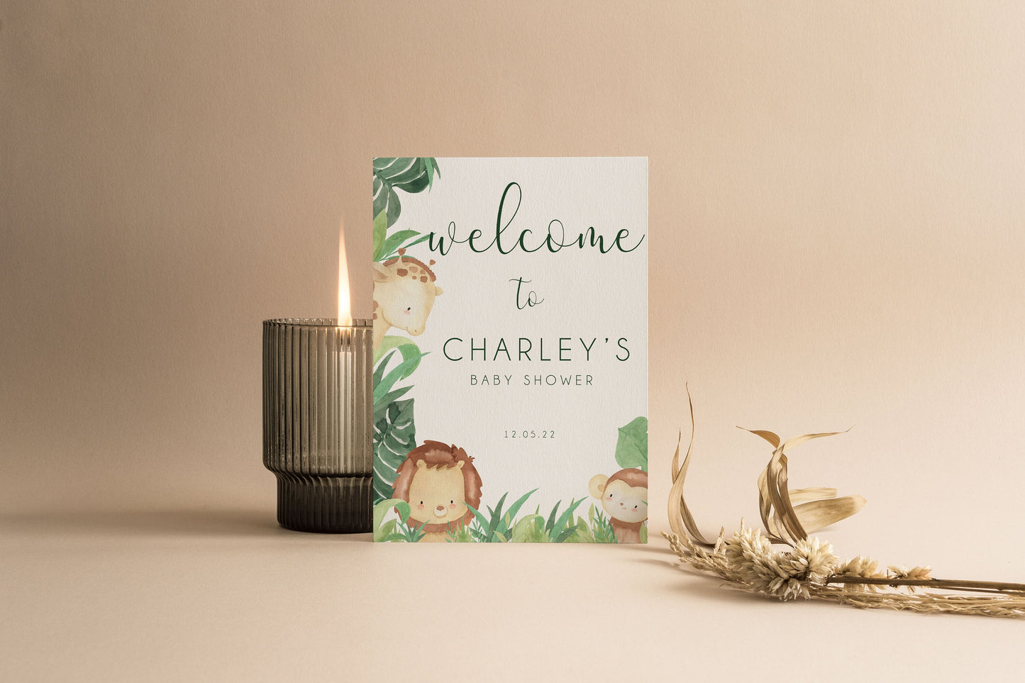 Personalised Baby Shower Welcome Sign - Jungle