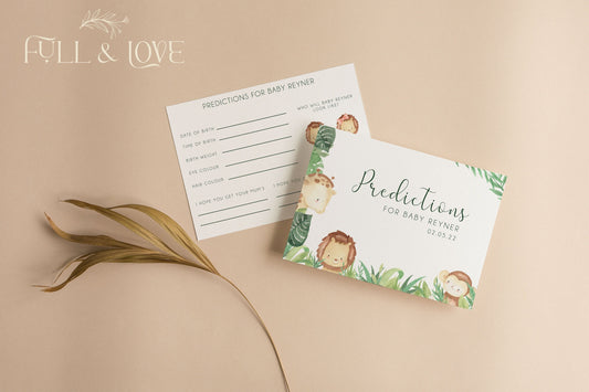 Personalised Baby Shower Prediction Cards - Jungle