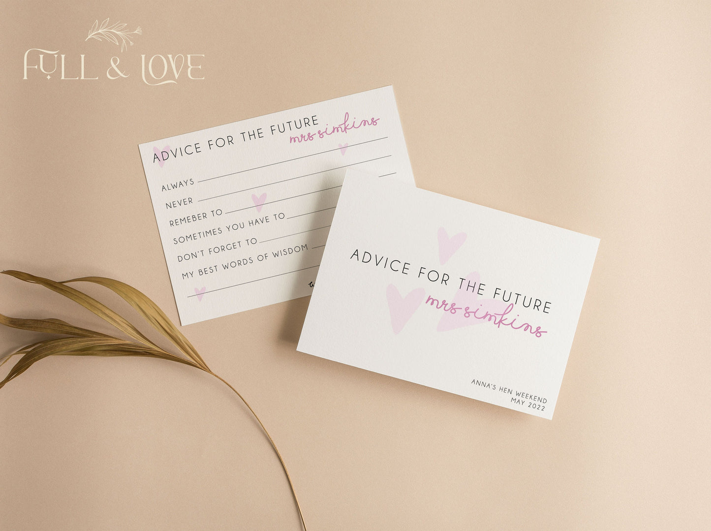 Personalised Advice for the Bride Cards - Pink