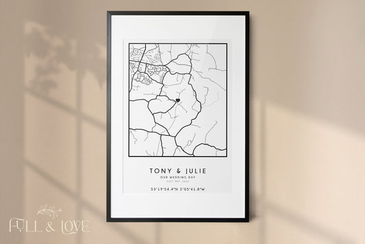 Personalised Map Coordinates Print