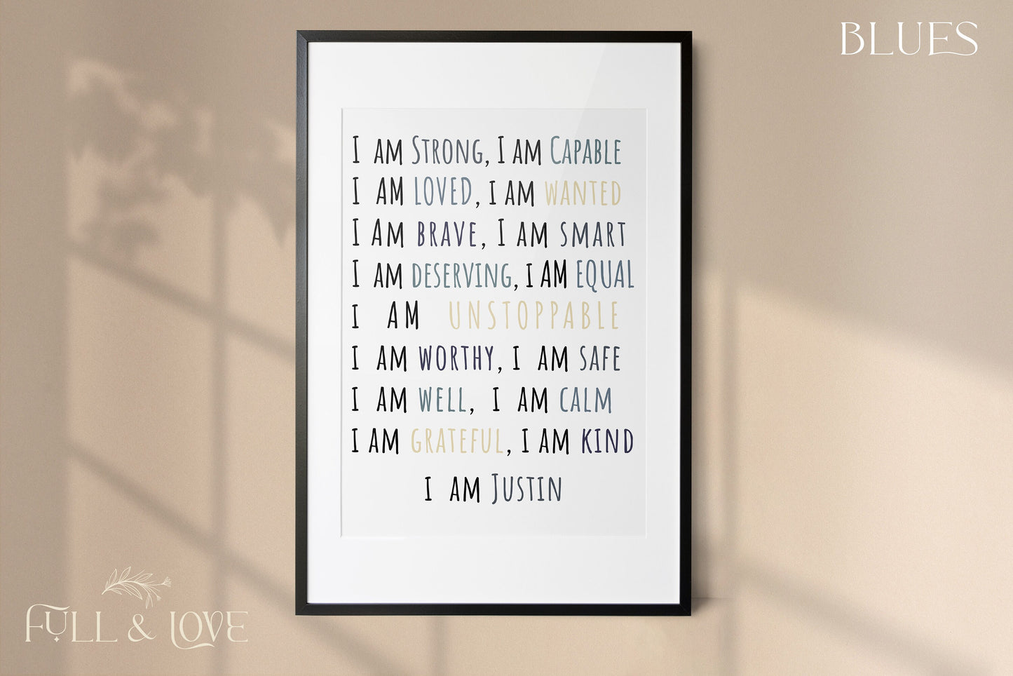 I am Strong Kids Positive Affirmation Print