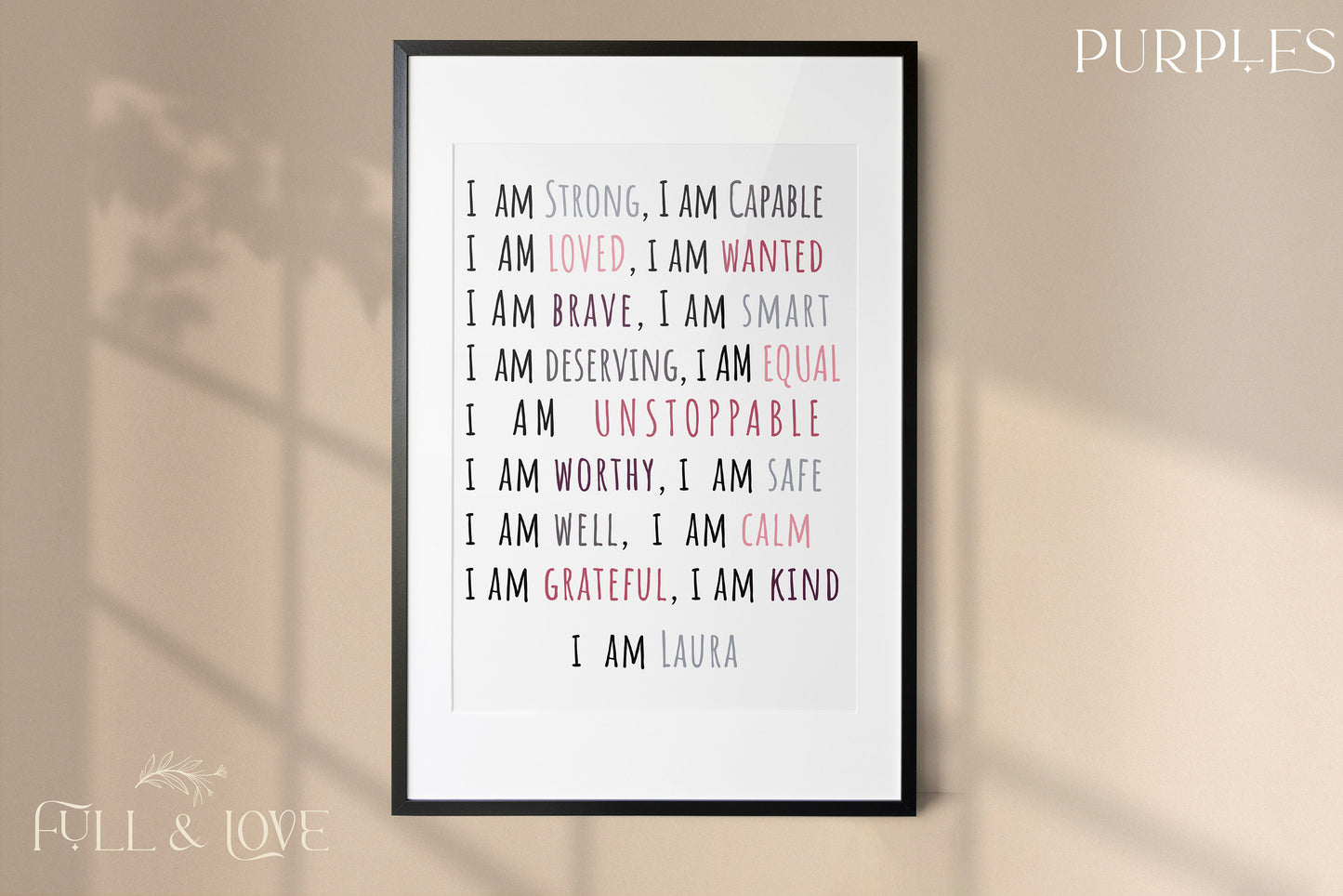 I am Strong Kids Positive Affirmation Print