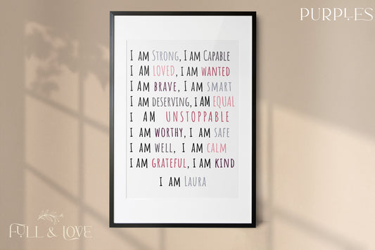 I am Strong Kids Positive Affirmation Print