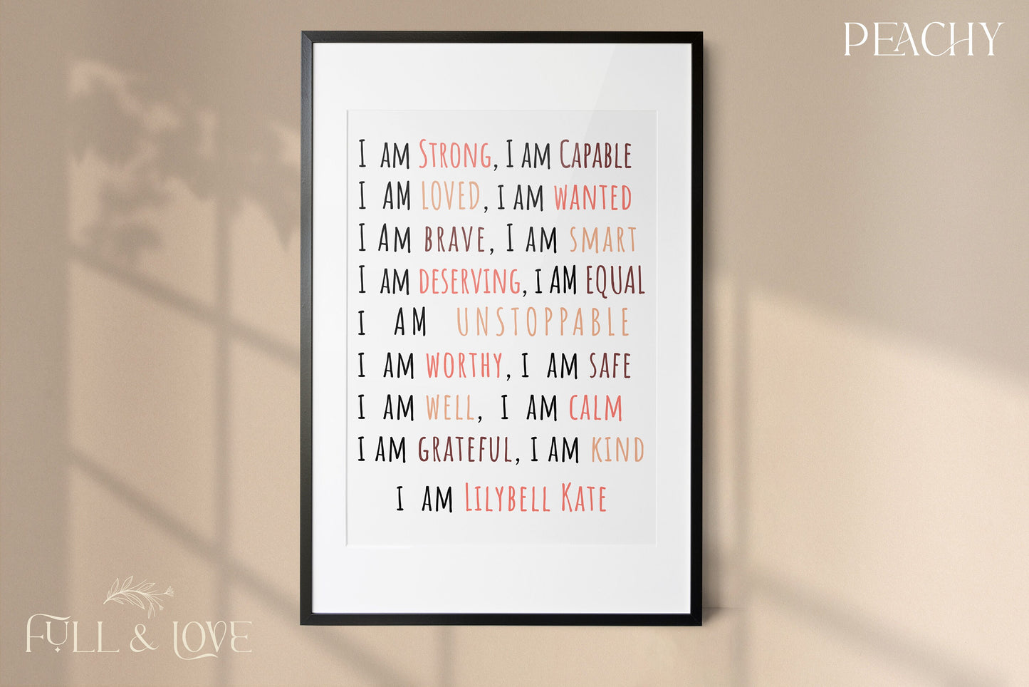 I am Strong Kids Positive Affirmation Print