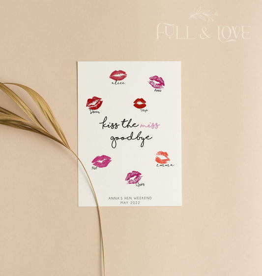Personalised Kiss the Miss Goodbye Print