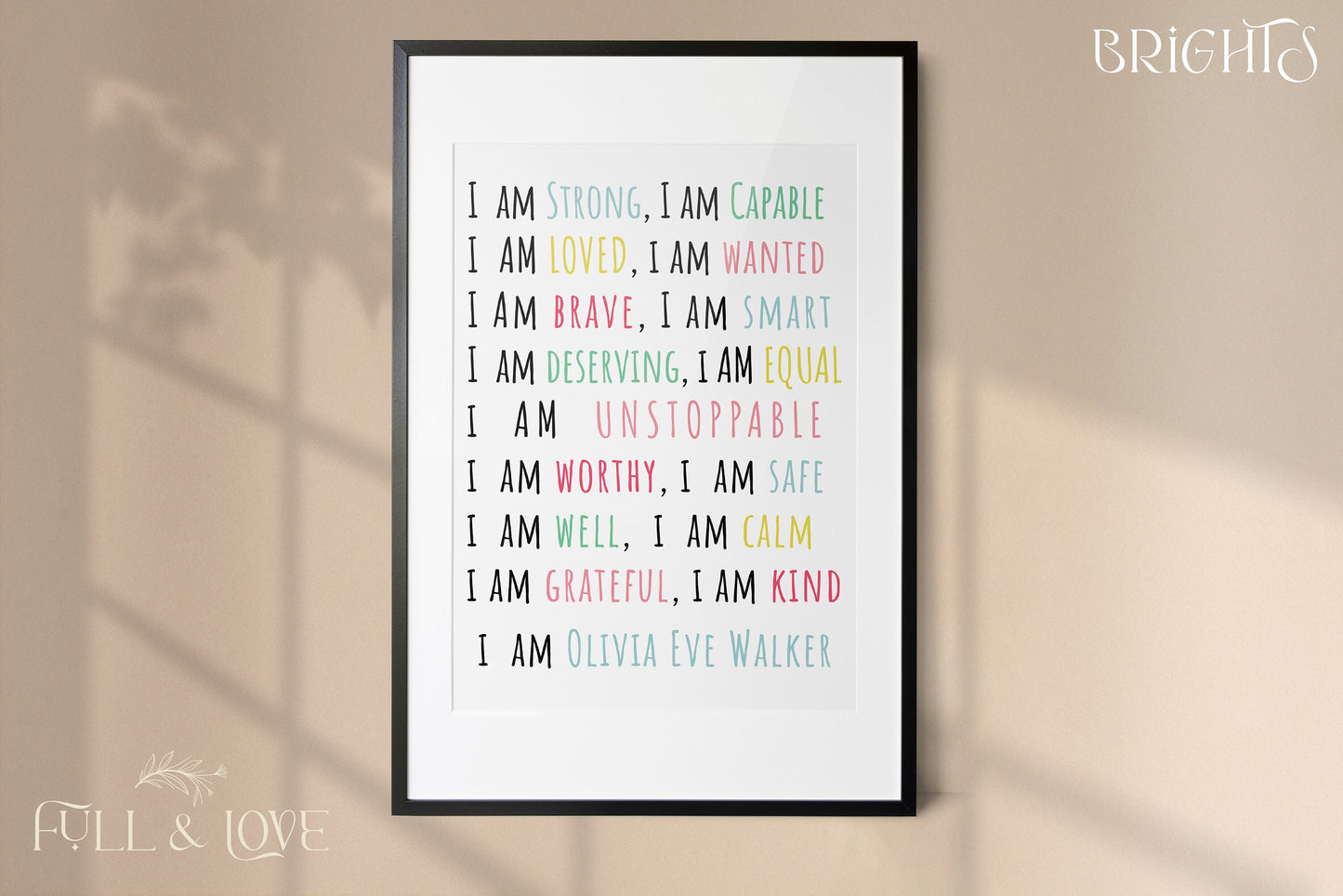 I am Strong Kids Positive Affirmation Print