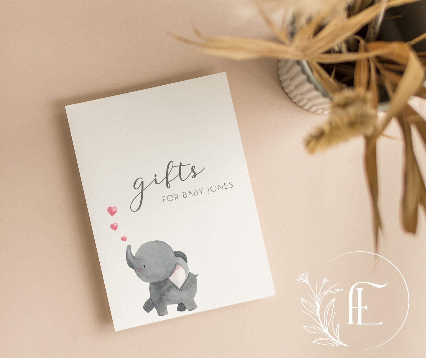 Persoanlised Baby Shower Gift Sign - Elephant