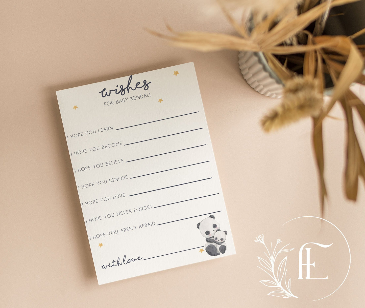 Personalised Wishes For Baby Shower Cards - Panda