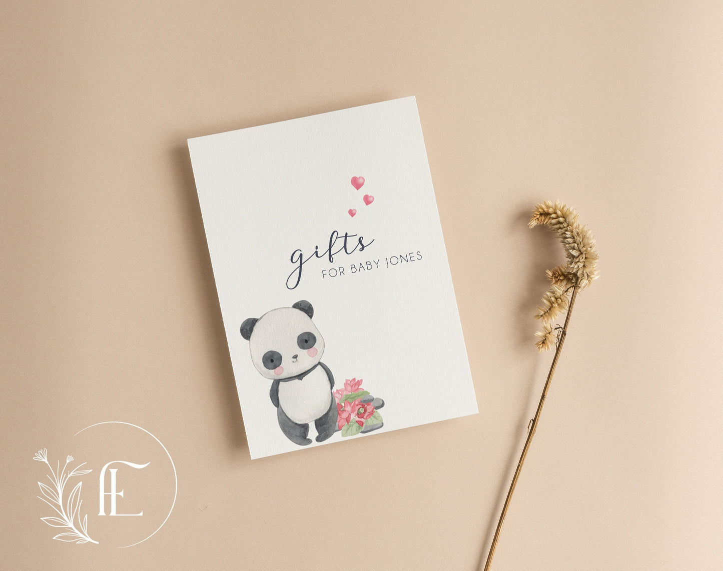 Personalised Baby Shower Gift Sign - Panda Baby Shower