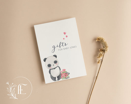 Personalised Baby Shower Gift Sign - Panda Baby Shower