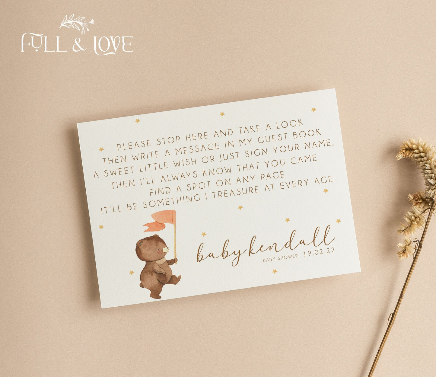 Personalised Baby Shower Guest Book Sign  - Teddy Bear