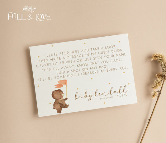 Personalised Baby Shower Guest Book Sign  - Teddy Bear