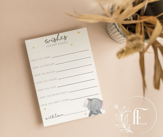 Personalised Wishes For Baby Baby Shower Cards - Elephant