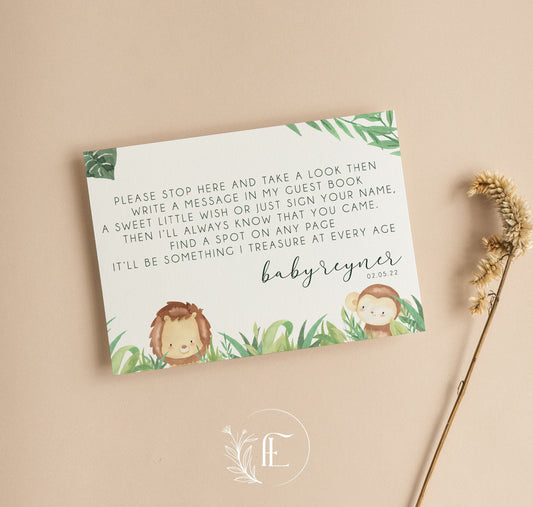 Personalised Baby Shower Guest Book Sign - Jungle