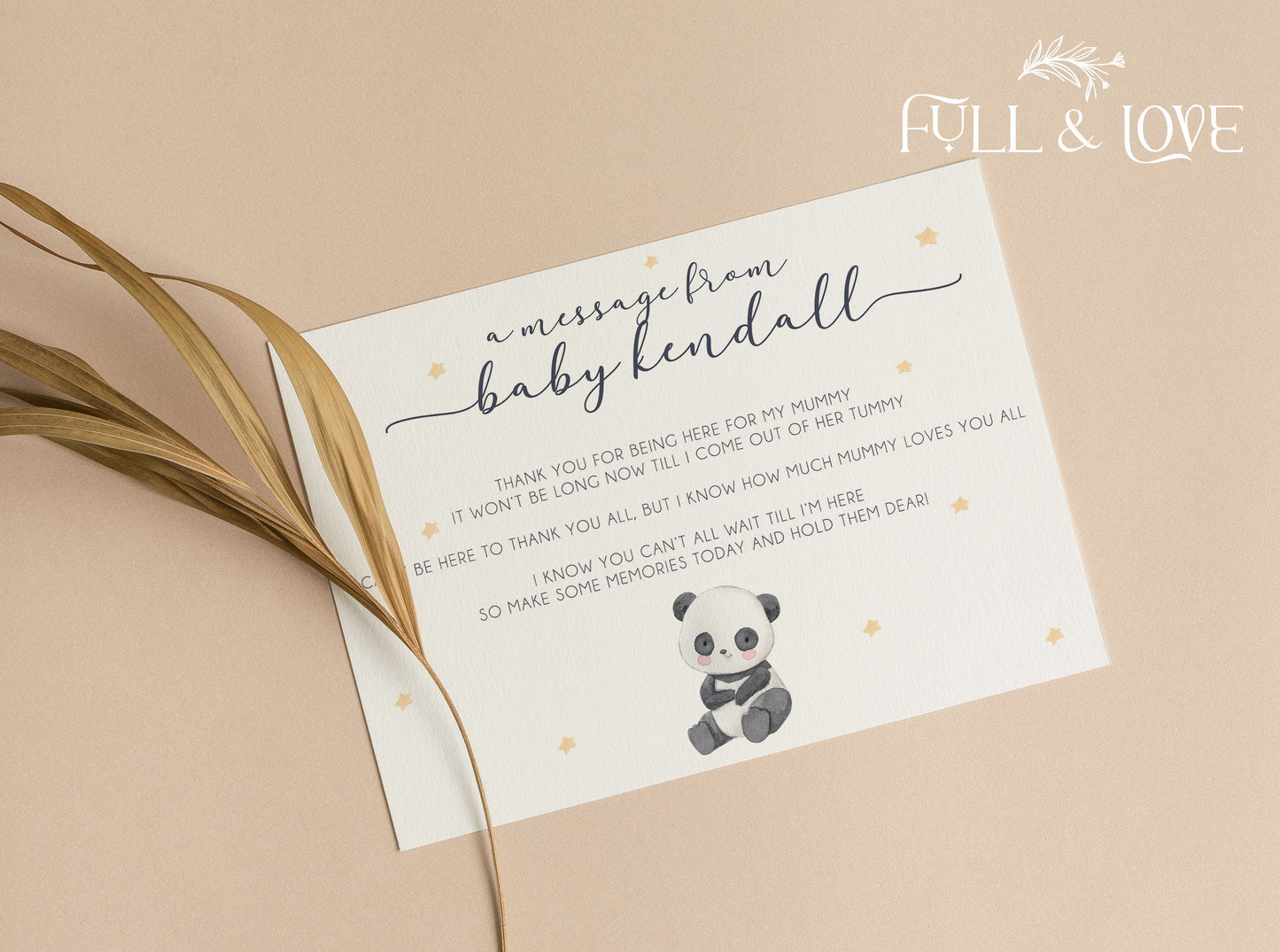 Personalised Message From The Baby - Panda