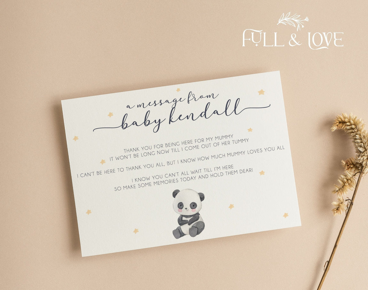 Personalised Message From The Baby - Panda