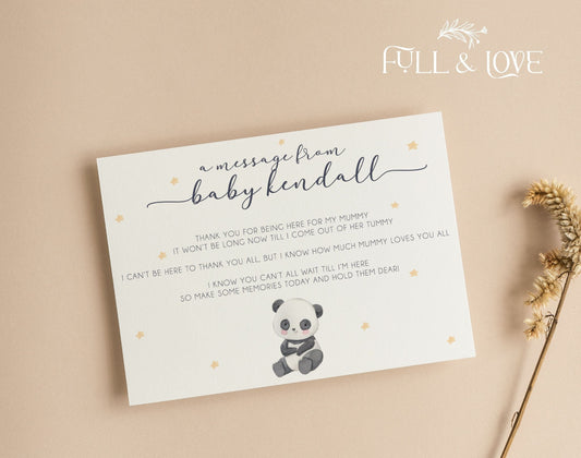 Personalised Message From The Baby - Panda