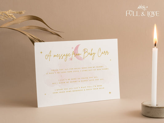 Personalised Message From The Baby - Little Star Pink