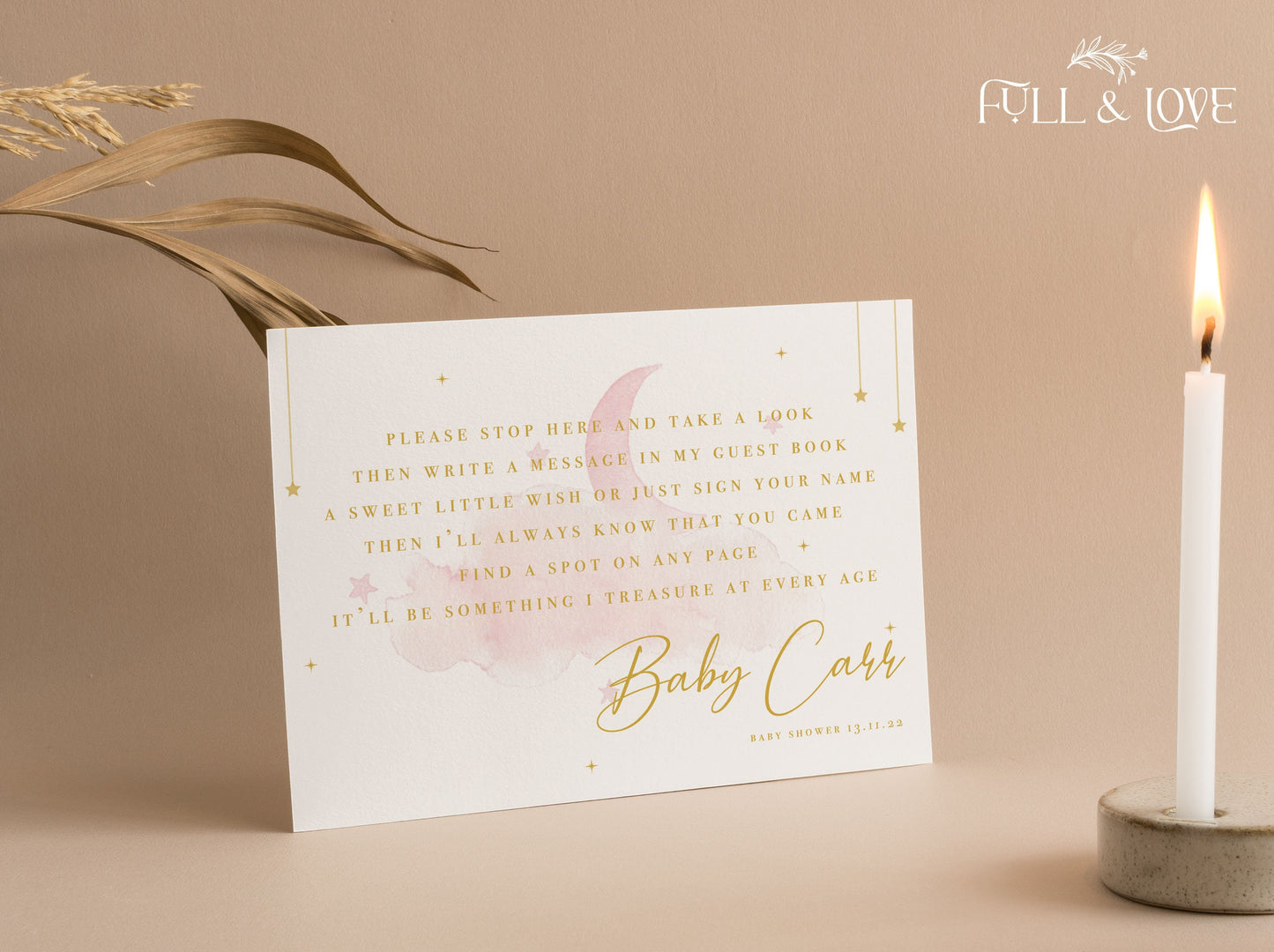 Personalised Guest Book Sign -  Little Star Pink