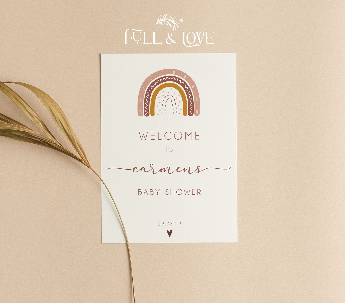 Personalised Baby Shower Welcome Sign - Boho Rainbow