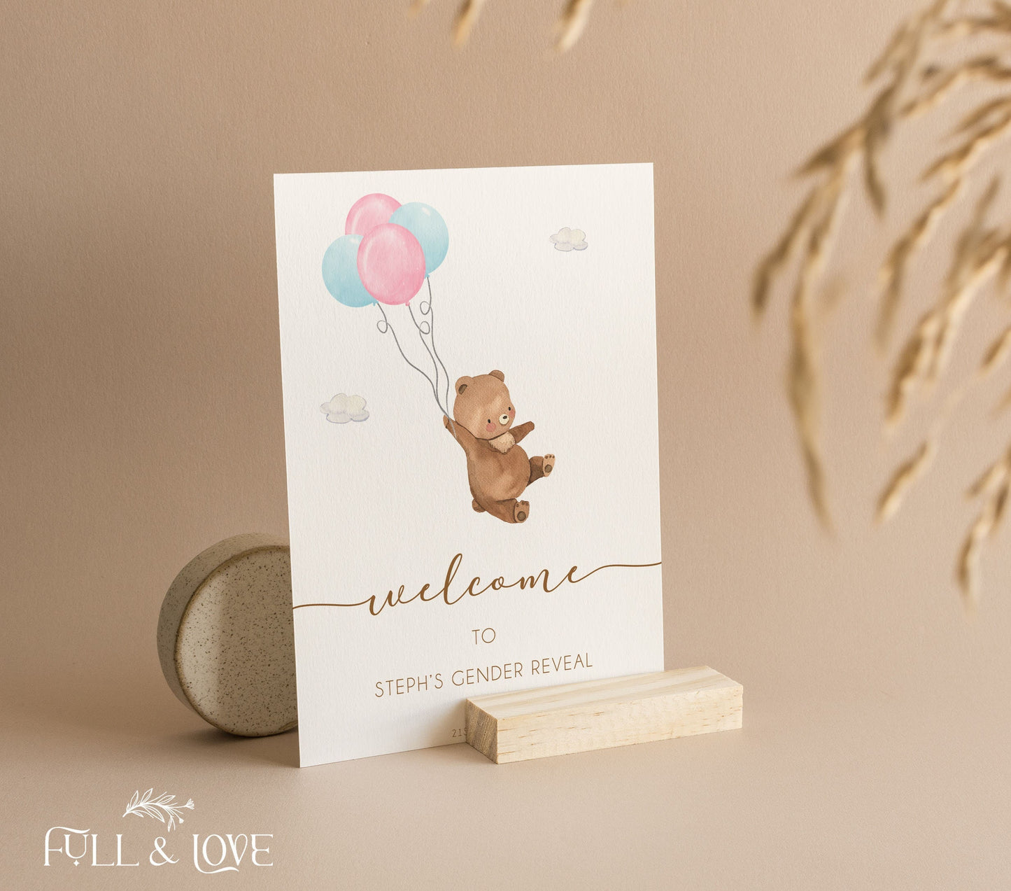 Personalised Gender Reveal Welcome Sign - Teddy Bear