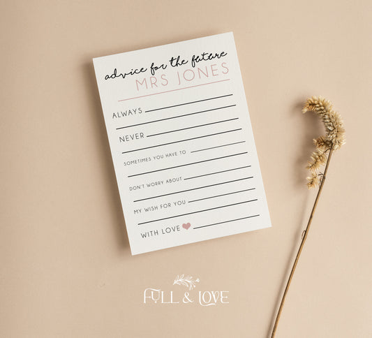 Personalised Advice for the Bride Cards - Pink