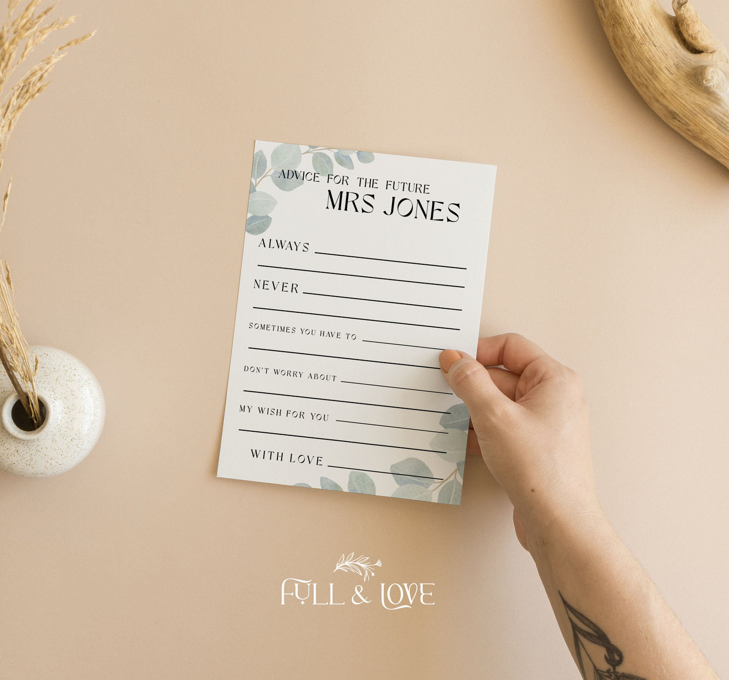 Personalised Advice for the Bride Cards - Eucalyptus